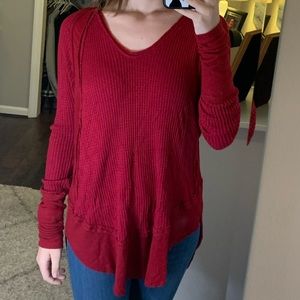 red sweater like shirt!